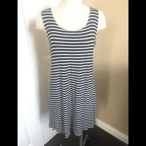 Blue and White Striped Dress